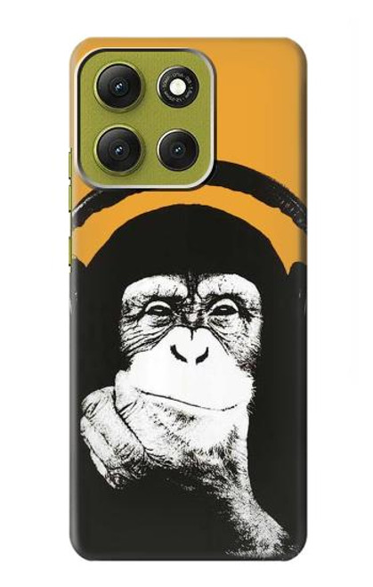 S2324 Singe drôle avec casque Pop Musique Etui Coque Housse pour Motorola Moto G86