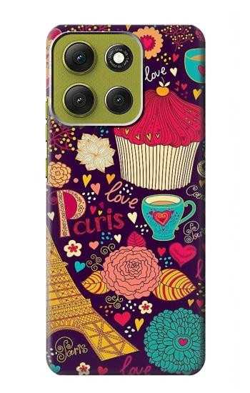 S2353 Paris Dessin Motif de Millésime Etui Coque Housse pour Motorola Moto G86