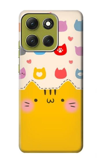 S2442 Chat mignon drôle Dessin animé Etui Coque Housse pour Motorola Moto G86