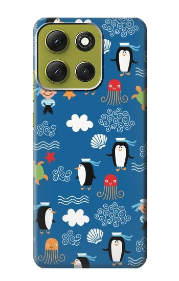S2572 Motif Marin Penguin Etui Coque Housse pour Motorola Moto G86