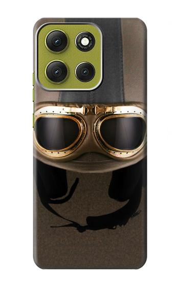 S2645 Lunettes millésimé Casque de moto marron Etui Coque Housse pour Motorola Moto G86