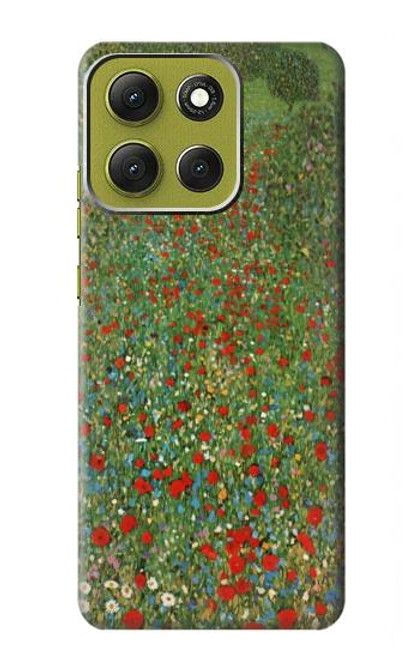 S2872 Gustav Klimt Champ de Coquelicots Etui Coque Housse pour Motorola Moto G86
