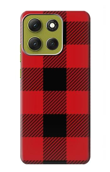 S2931 Rouge Buffle motif de vérification Etui Coque Housse pour Motorola Moto G86