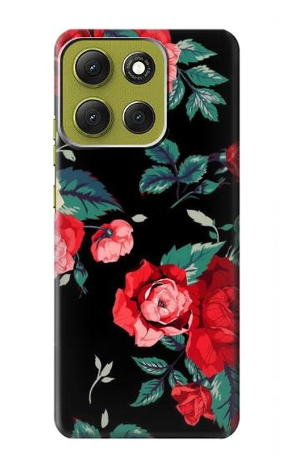 S3112 Motif floral Rose Noir Etui Coque Housse pour Motorola Moto G86 S3112 Motif floral Rose Noir Etui Coque Housse pour Motorola Moto G86
