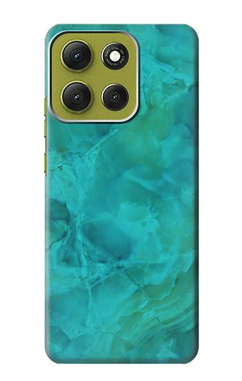 S3147 Aqua Marbre Pierre Etui Coque Housse pour Motorola Moto G86