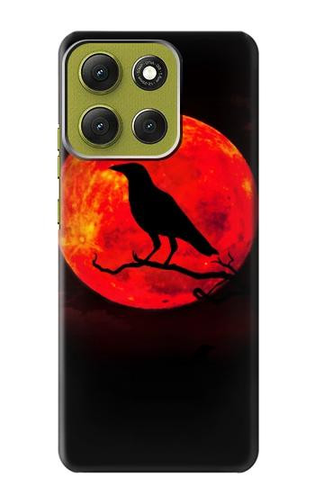 S3328 Corbeau Rouge Lune Etui Coque Housse pour Motorola Moto G86