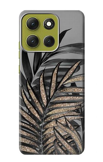 S3692 Feuilles de palmier gris noir Etui Coque Housse pour Motorola Moto G86
