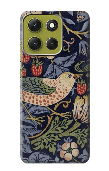 S3791 William Morris Strawberry Thief Fabric Etui Coque Housse pour Motorola Moto G86