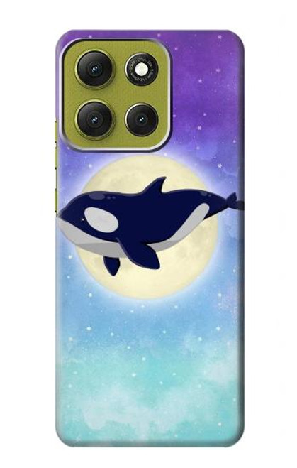 S3807 Killer Whale Orca Lune Pastel Fantaisie Etui Coque Housse pour Motorola Moto G86