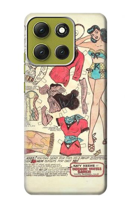S3820 Poupée de papier de mode de cow-girl vintage Etui Coque Housse pour Motorola Moto G86 S3820 Poupée de papier de mode de cow-girl vintage Etui Coque Housse pour Motorola Moto G86