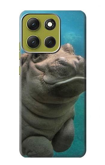 S3871 mignon, bébé, hippopotame, hippopotame Etui Coque Housse pour Motorola Moto G86