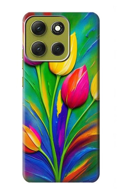 S3926 Peinture à l'huile de tulipe colorée Etui Coque Housse pour Motorola Moto G86