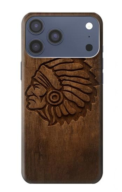 S4035 Sculpture sur bois amérindienne Etui Coque Housse pour iPhone 17 Pro Max