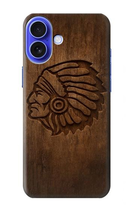 S4035 Sculpture sur bois amérindienne Etui Coque Housse pour iPhone 16