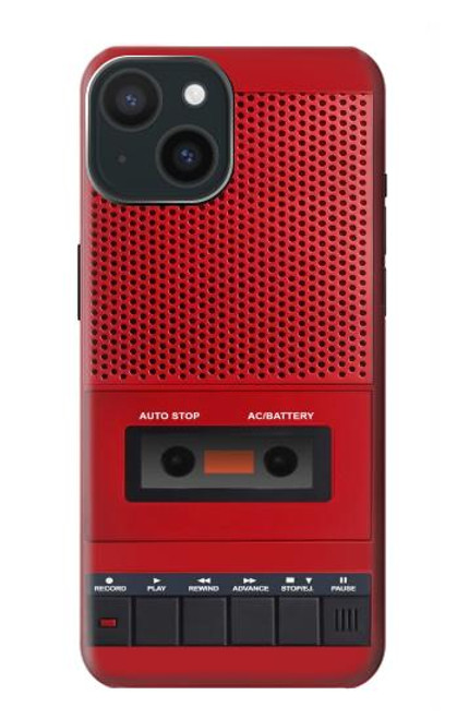 S4073 Cassette rouge vintage Graphique du joueur Etui Coque Housse pour iPhone 15