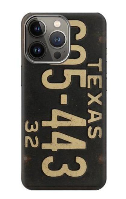 S4061 Plaque d'immatriculation vintage du Texas Etui Coque Housse pour iPhone 14 Pro