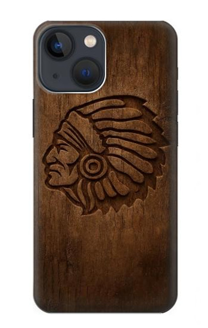 S4035 Sculpture sur bois amérindienne Etui Coque Housse pour iPhone 13 mini