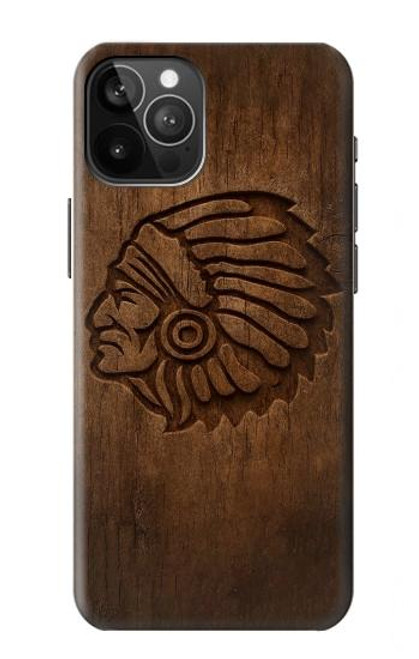S4035 Sculpture sur bois amérindienne Etui Coque Housse pour iPhone 12 Pro Max