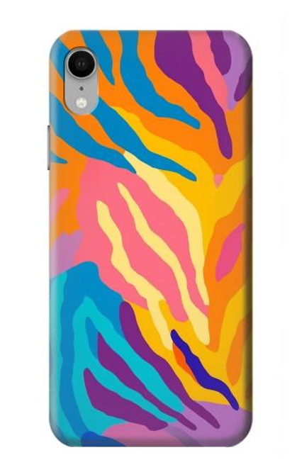 S4037 Motif zèbre coloré Etui Coque Housse pour iPhone XR