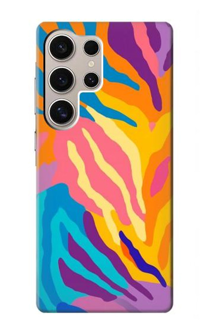 S4037 Motif zèbre coloré Etui Coque Housse pour Samsung Galaxy S24 Ultra