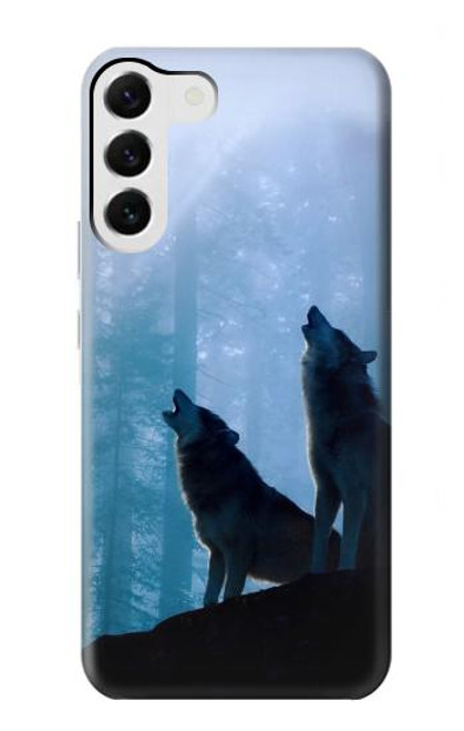 S4053 Couple de deux loups hurlant dans la forêt Etui Coque Housse pour Samsung Galaxy S23 Plus