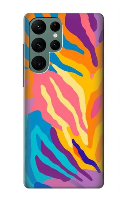 S4037 Motif zèbre coloré Etui Coque Housse pour Samsung Galaxy S22 Ultra