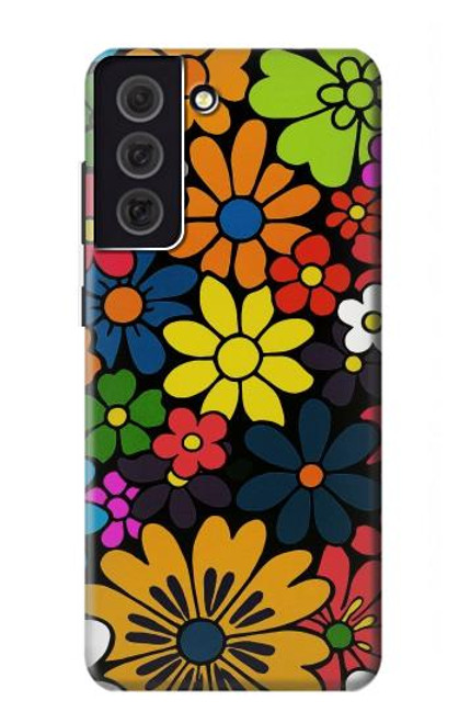 S4043 Fleurs colorées dessin animé Etui Coque Housse pour Samsung Galaxy S21 FE 5G