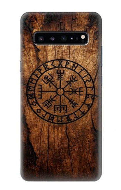 S4036 Boussole en bois viking Vegvisir Etui Coque Housse pour Samsung Galaxy S10 5G