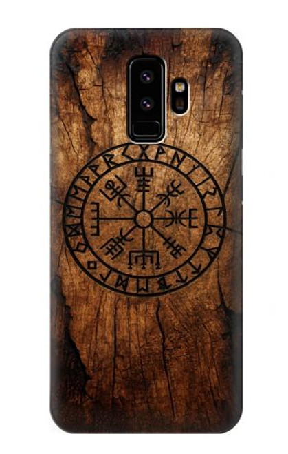 S4036 Boussole en bois viking Vegvisir Etui Coque Housse pour Samsung Galaxy S9