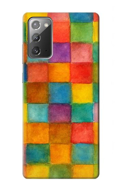 S4077 Aquarelle motif à carreaux colorés Etui Coque Housse pour Samsung Galaxy Note 20