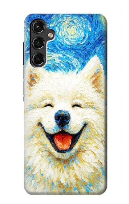 S4064 Chien souriant La Nuit étoilée de Van Gogh Etui Coque Housse pour Samsung Galaxy A14 5G