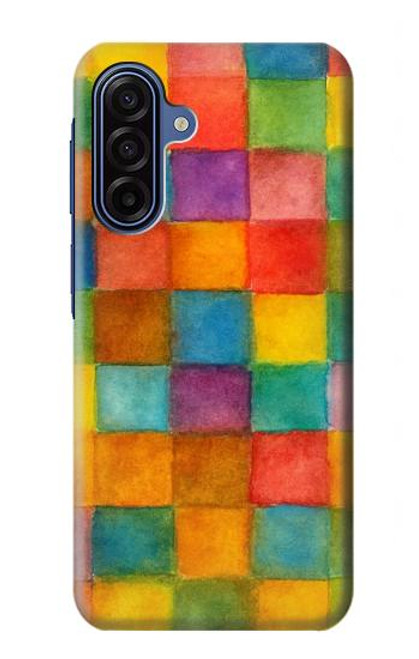 S4077 Aquarelle motif à carreaux colorés Etui Coque Housse pour Samsung Galaxy A17