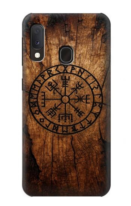 S4036 Boussole en bois viking Vegvisir Etui Coque Housse pour Samsung Galaxy A20e