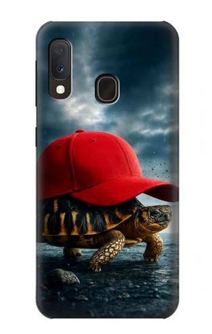 S4056 Tortue de Madagascar à bonnet rouge Etui Coque Housse pour Samsung Galaxy A20e