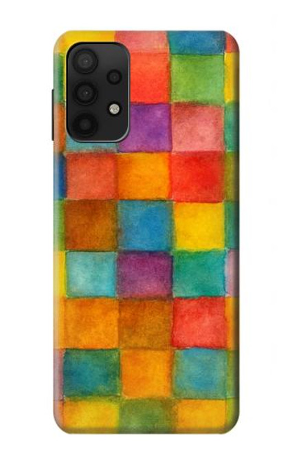 S4077 Aquarelle motif à carreaux colorés Etui Coque Housse pour Samsung Galaxy A32 5G