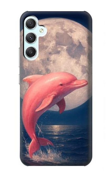 S4045 Nuit de lune de dauphin Etui Coque Housse pour Samsung Galaxy A34 5G