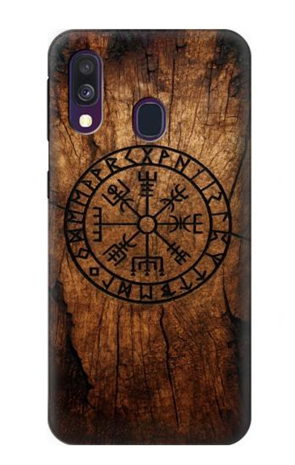 S4036 Boussole en bois viking Vegvisir Etui Coque Housse pour Samsung Galaxy A40