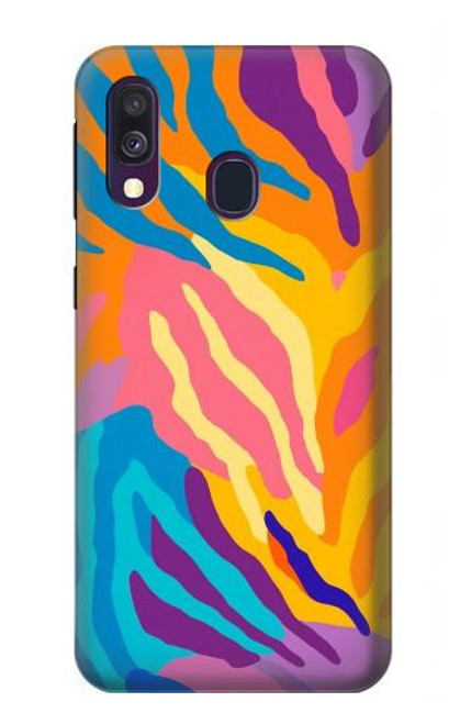 S4037 Motif zèbre coloré Etui Coque Housse pour Samsung Galaxy A40