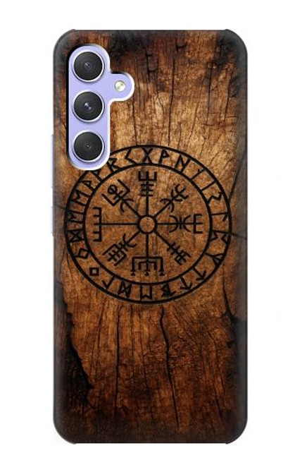 S4036 Boussole en bois viking Vegvisir Etui Coque Housse pour Samsung Galaxy A54 5G