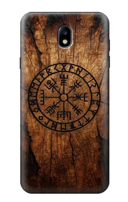 S4036 Boussole en bois viking Vegvisir Etui Coque Housse pour Samsung Galaxy J7 (2018), J7 Aero, J7 Top, J7 Aura, J7 Crown, J7 Refine, J7 Eon, J7 V 2nd Gen, J7 Star