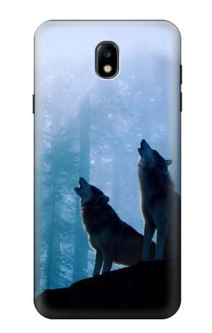 S4053 Couple de deux loups hurlant dans la forêt Etui Coque Housse pour Samsung Galaxy J7 (2018), J7 Aero, J7 Top, J7 Aura, J7 Crown, J7 Refine, J7 Eon, J7 V 2nd Gen, J7 Star