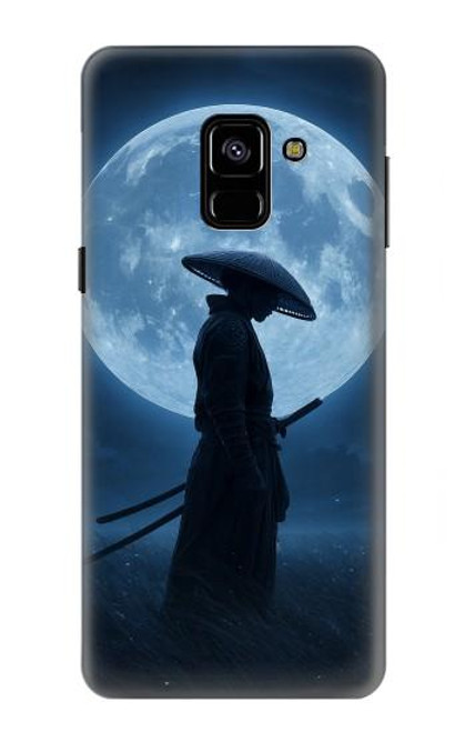 S4034 Nuit de lune de samouraï Etui Coque Housse pour Samsung Galaxy A8 (2018)