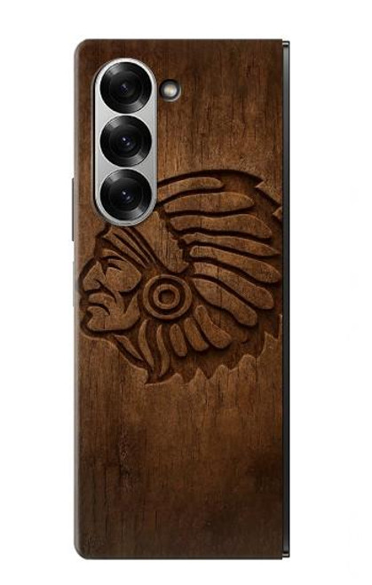 S4035 Sculpture sur bois amérindienne Etui Coque Housse pour Samsung Galaxy Z Fold 7