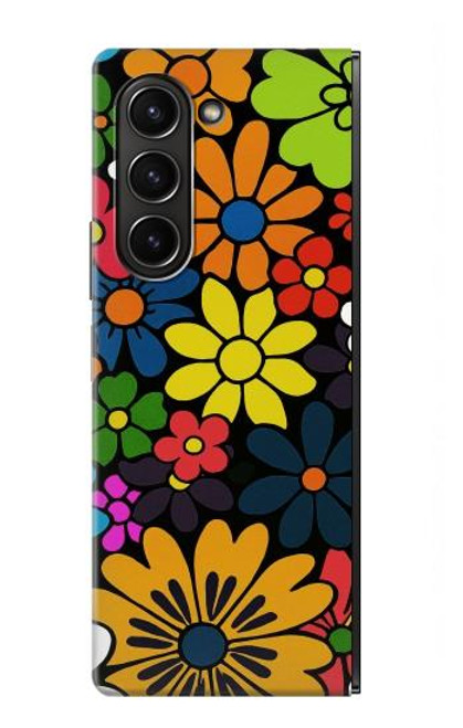 S4043 Fleurs colorées dessin animé Etui Coque Housse pour Samsung Galaxy Z Fold 5