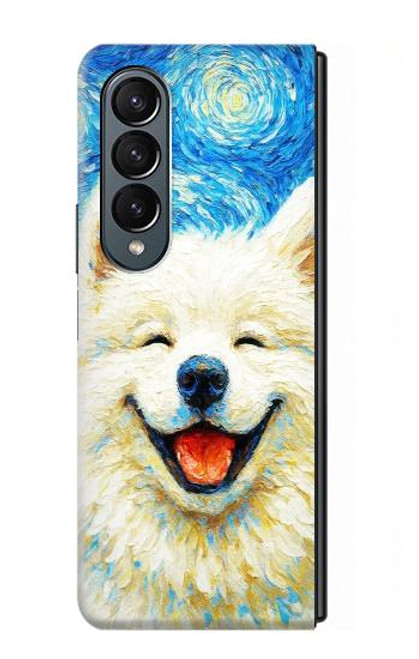 S4064 Chien souriant La Nuit étoilée de Van Gogh Etui Coque Housse pour Samsung Galaxy Z Fold 4