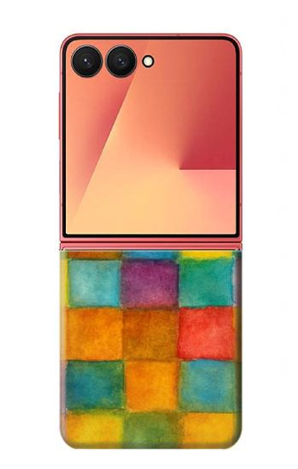 S4077 Aquarelle motif à carreaux colorés Etui Coque Housse pour Samsung Galaxy Z Flip 7