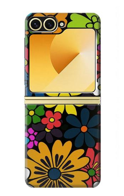 S4043 Fleurs colorées dessin animé Etui Coque Housse pour Samsung Galaxy Z Flip 6, Flip 7 FE