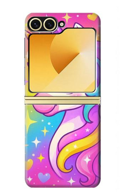 S4057 Licorne mignonne dessin animé Etui Coque Housse pour Samsung Galaxy Z Flip 6, Flip 7 FE