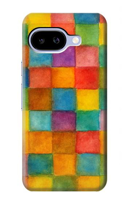 S4077 Aquarelle motif à carreaux colorés Etui Coque Housse pour Google Pixel 9a
