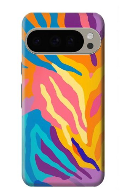 S4037 Motif zèbre coloré Etui Coque Housse pour Google Pixel 9 Pro